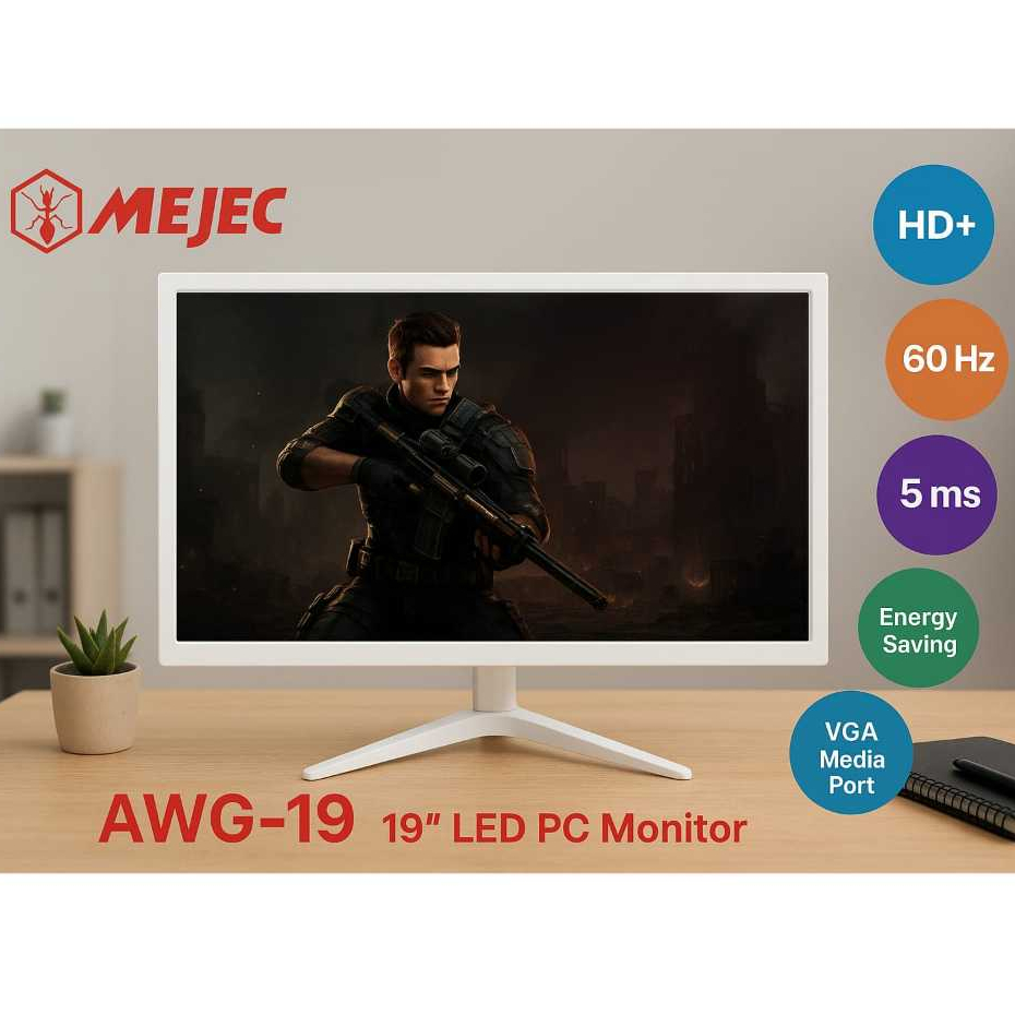 MEJEC PC MONITOR LED 19" VGA HDMI Monitor CCTV 19inc