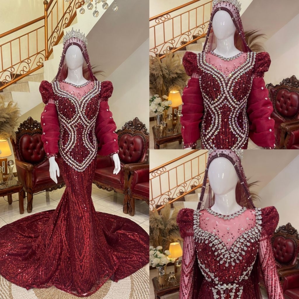 Gaun pengantin mewah elegan | Gaun pengantin | Gaun pengantin premium | Gaun Slim Pengantin