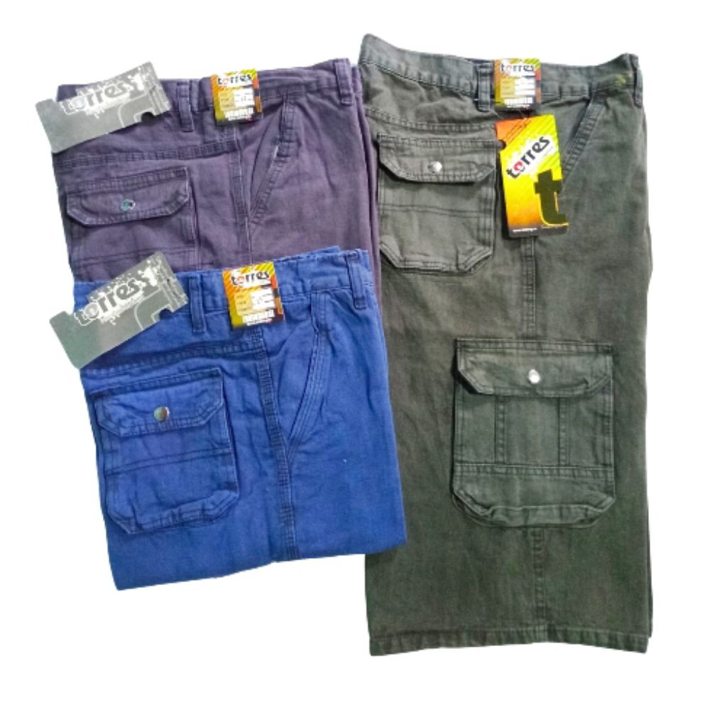 Celana Cargo Pendek Pria Denim Premium – Celana Santai Outdoor Casual Warna Ungu Navy Army