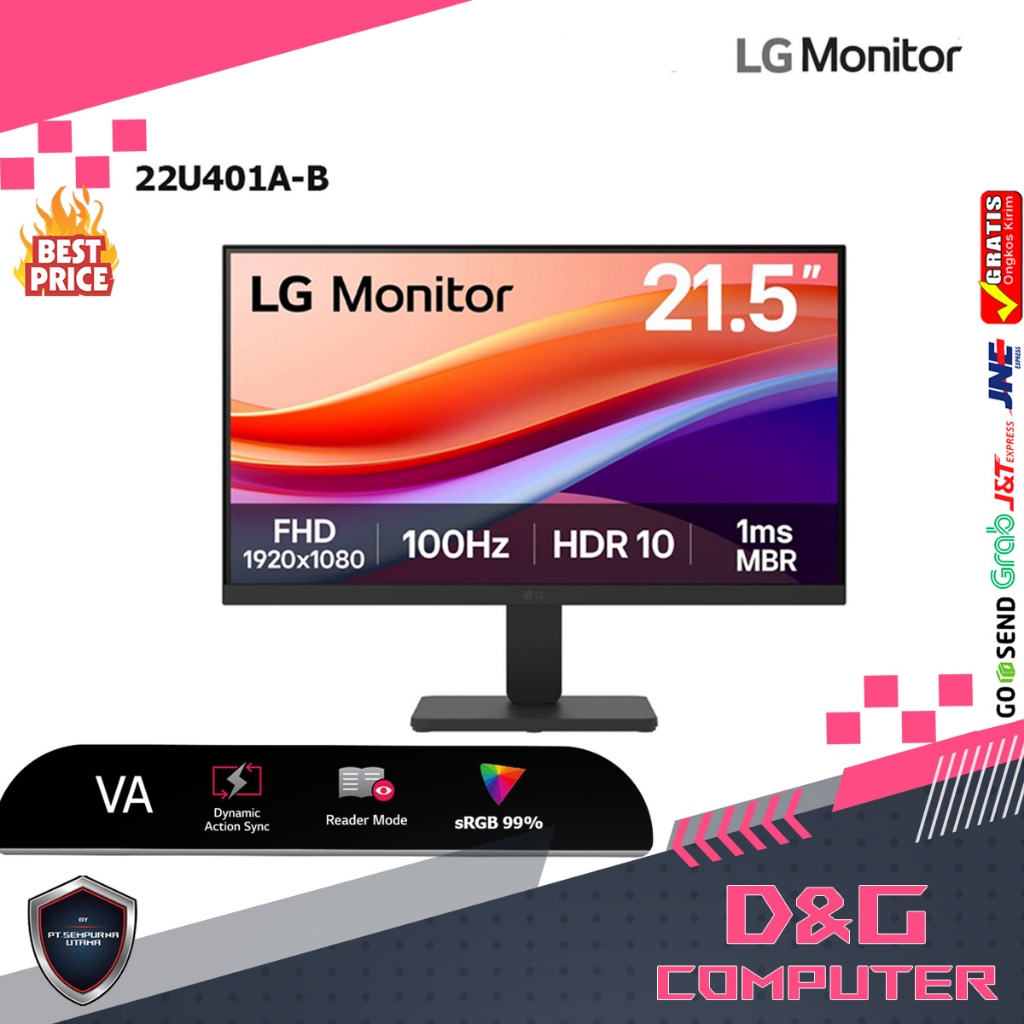 LG Monitor 22U401A-B 21.45'' Full HD Display with Refresh rate 100hz