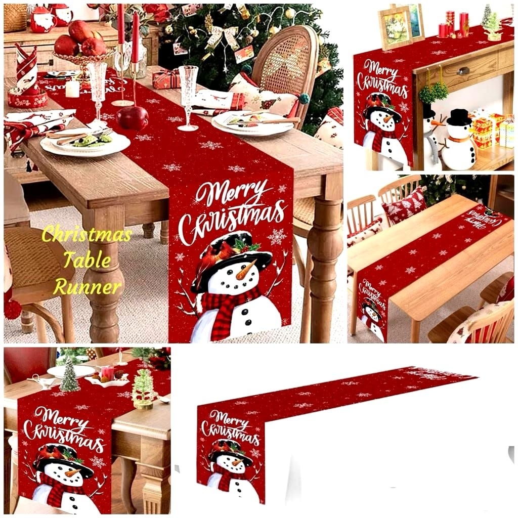 TABLE RUNNER LINEN Table Runner Nuansa Natal Motif  TAPLAK MEJA Christmas table runner taplak meja n