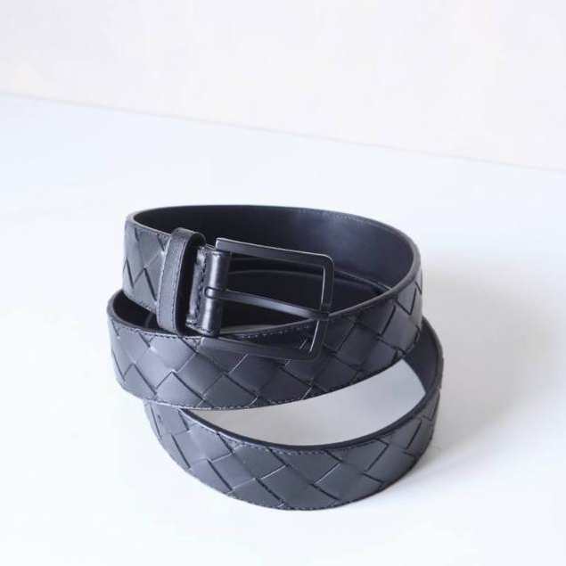 Bottega Veneta BV intrecciato woven belt in all black