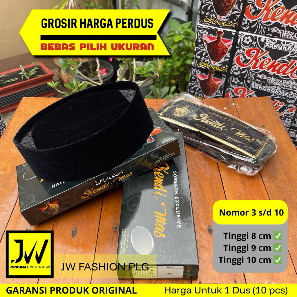 GROSIR ISI 10 pcs Peci Songkok Hitam Kendi Mas