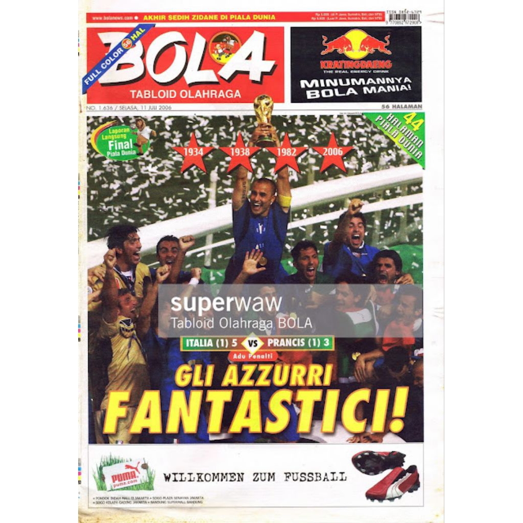 Tabloid BOLA Edisi ITALIA Juara Piala Dunia 2006