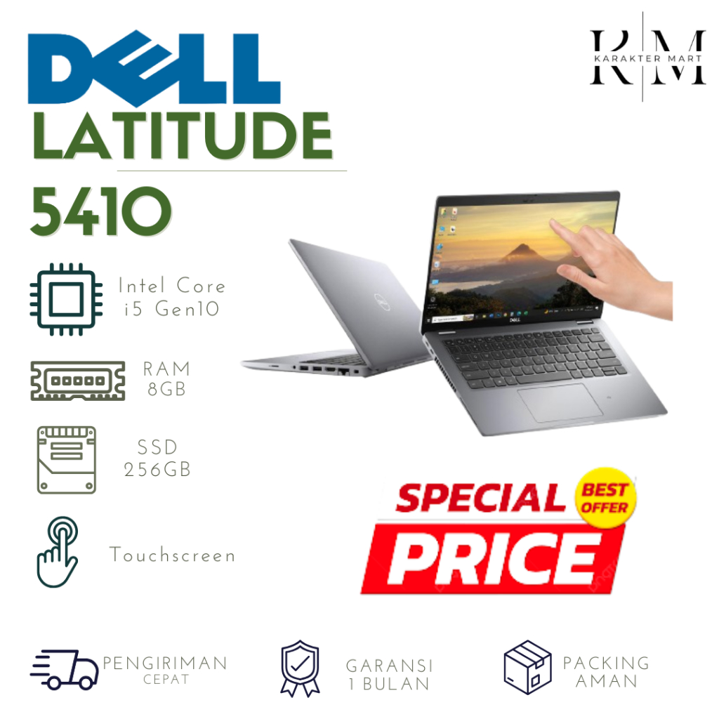 Laptop 14inch Dell Latitude 5410 Gen 10 Core i5 SSD 256 Layar UHD Touchscreen