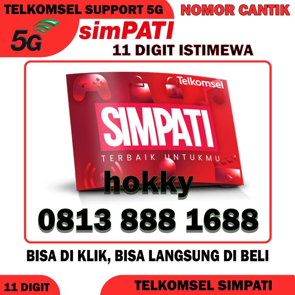 Nomor Simpati cantik 11 digit full Hokky 0813 888 1688