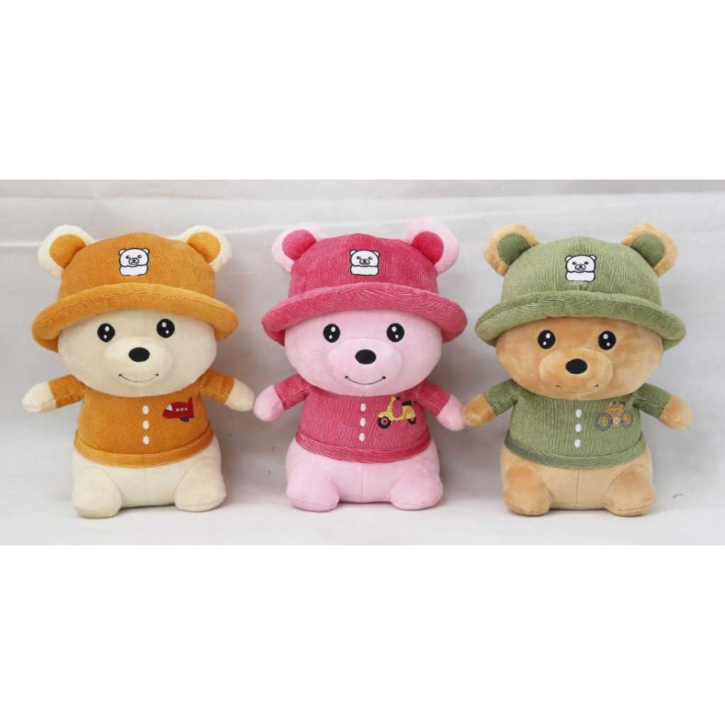 Boneka bear beruang hinori seulgi pakai topi gemas gemoy gendut lucu bordir halus lembut by seulgi