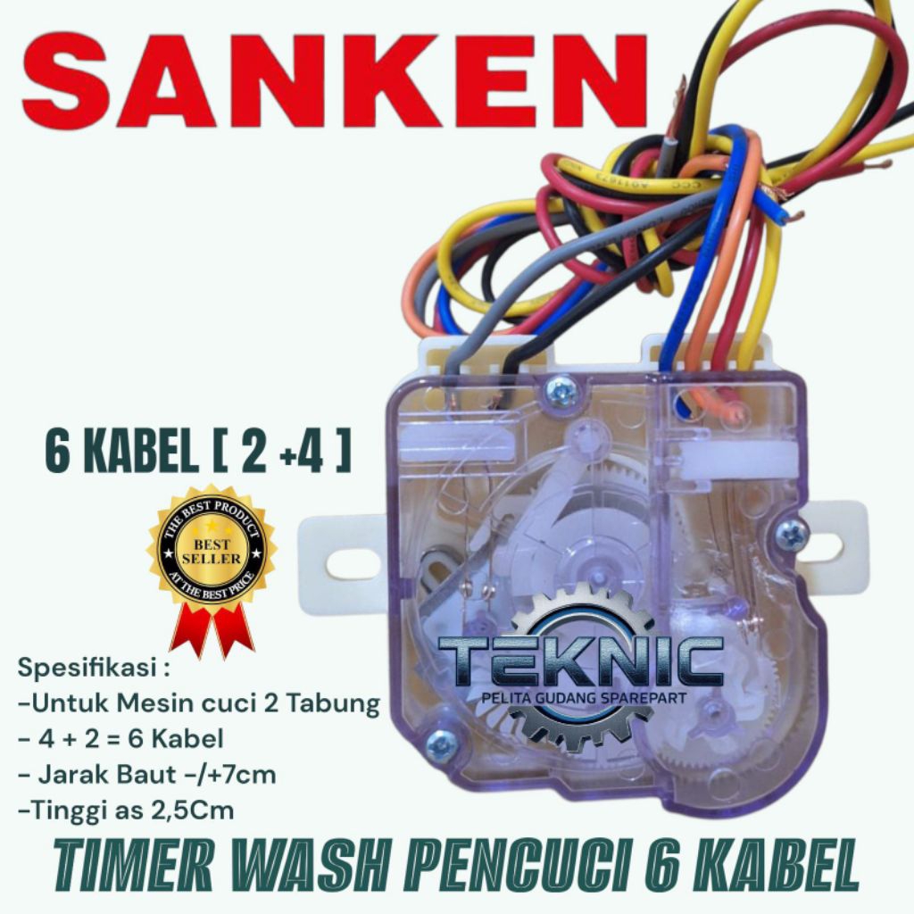 TIMER WASH 6 KABEL MESIN CUCI SANKEN 2 TABUNG/ TIMER 6 PENCUCI SANKEN