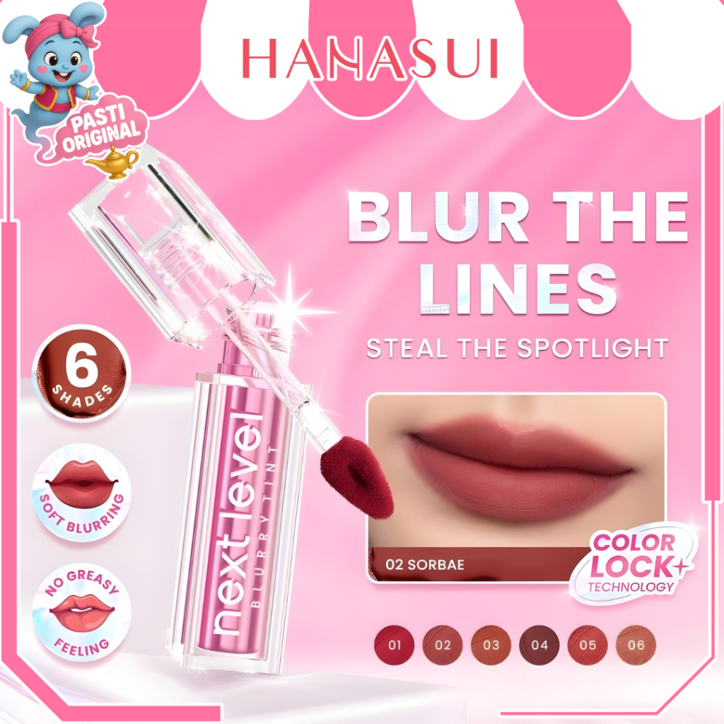 Hanasui Next Level Blurry Tint - Lip Tint Watery To Blur Lightweight Tahan Lama Velvet Finish Powder