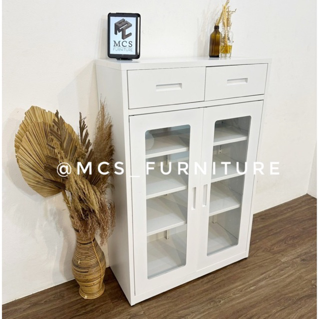 Rak Lemari Sepatu Besi Kaca Laci Mebel Furniture Semarang