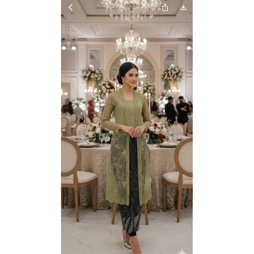 NBU Kebaya Kutubaru Tunik Size M Warna Olive dan Rok Allsize