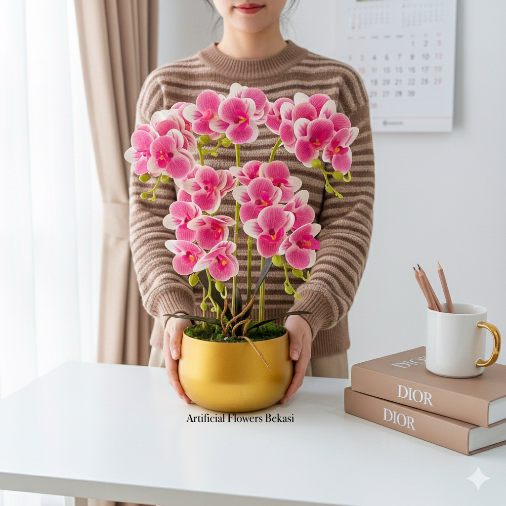 Bunga Anggrek Artificial Dekorasi Rumah | Tanaman Palsu Hias Meja Ruang Tamu Aesthetic
