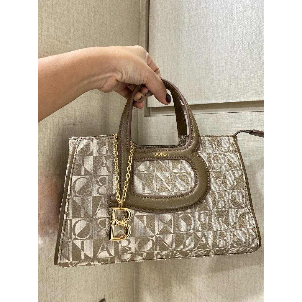 TAS BONIA ORIGINAL MONOGRAM BARU TAS PESTA TOP HANDLE