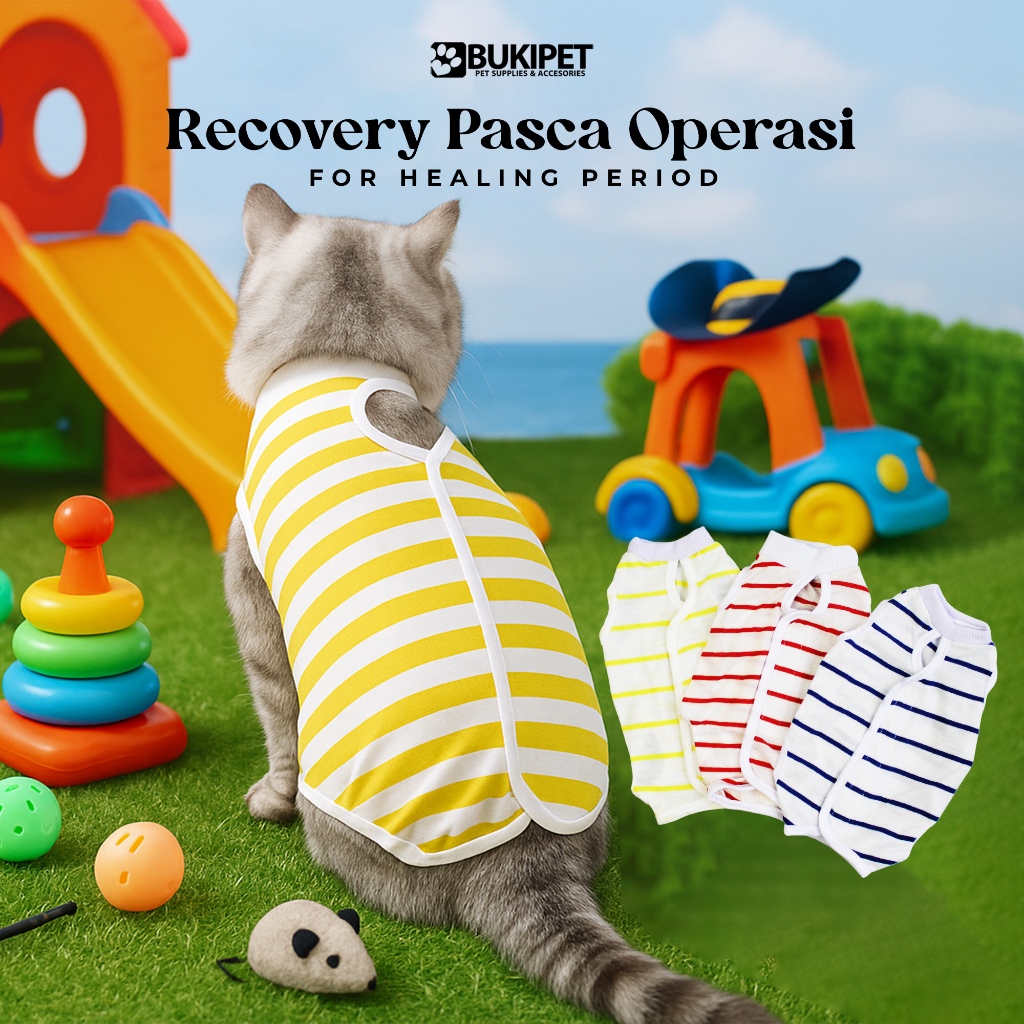 Baju Steril Kucing Baju Pasca Operasi untuk Kucing Anjing Betina Jantan Lucu Murah - Recovery Suit