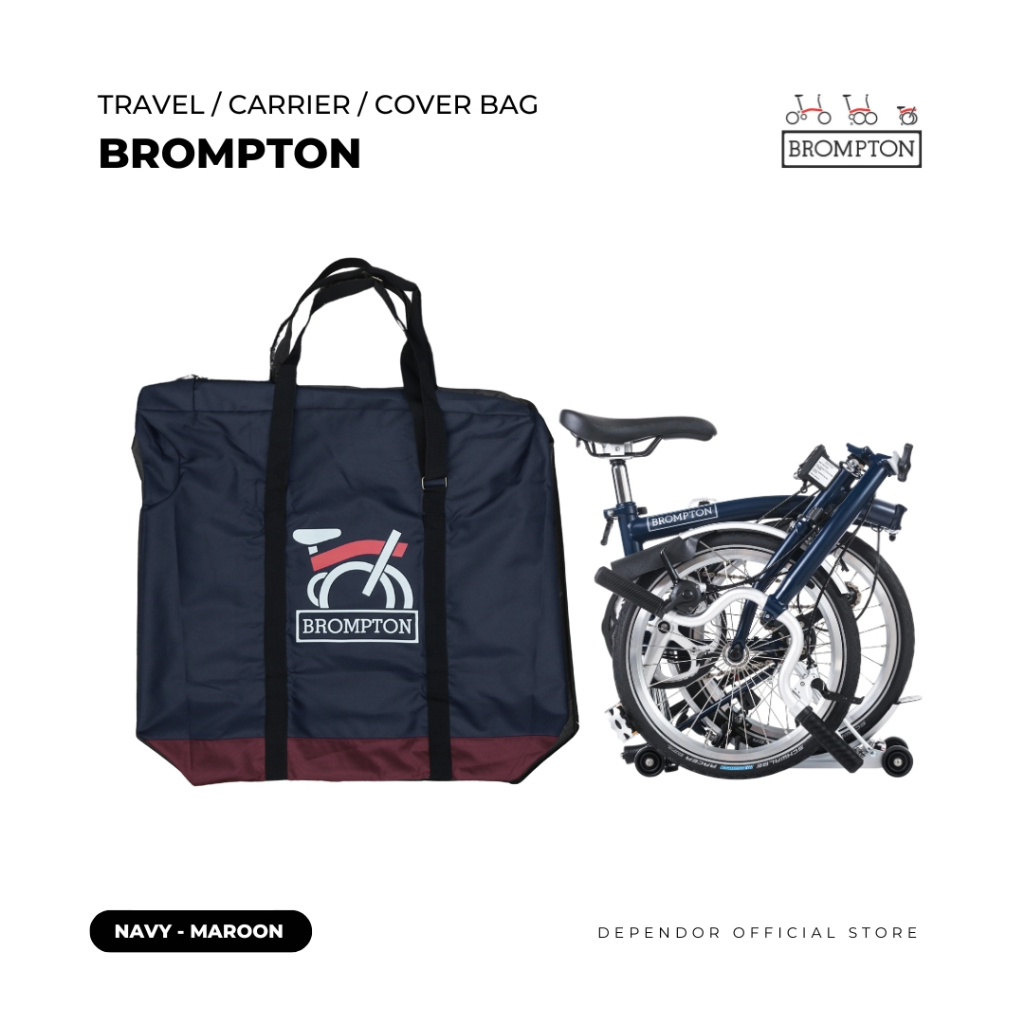 Tas Brompton Navy Maroon / Tas Sepeda / Cover Sepeda Brompton / Travel Bag / Tas Pelindung Sepeda Li