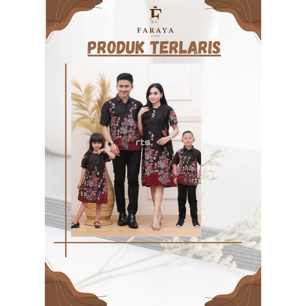 Dress Natal Batik Sakura Merah | Dress Natal Wanita Kekinian | Baju Natal Couple Keluarga Ayah Ibu A