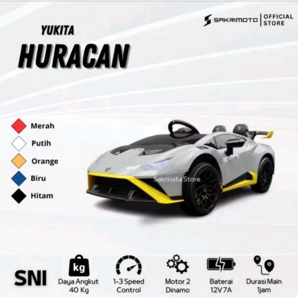 Mobil Mainan Aki Anak Yukita Lamborghini Huracan 24v Abu