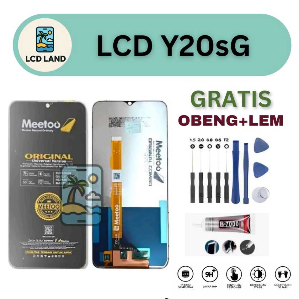 LCD TOUCHSCREEN VIVO Y20SG ORIGINAL MEETOO FULLSET GRATIS LEM+OBENG