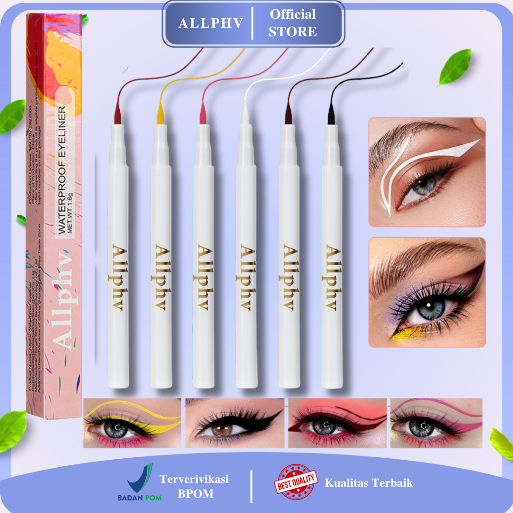 ALLPHV Eyeliner Warna Warni Eyeliner Putih Eyeliner Pensil Waterproof Eyeliner Tahan Lama