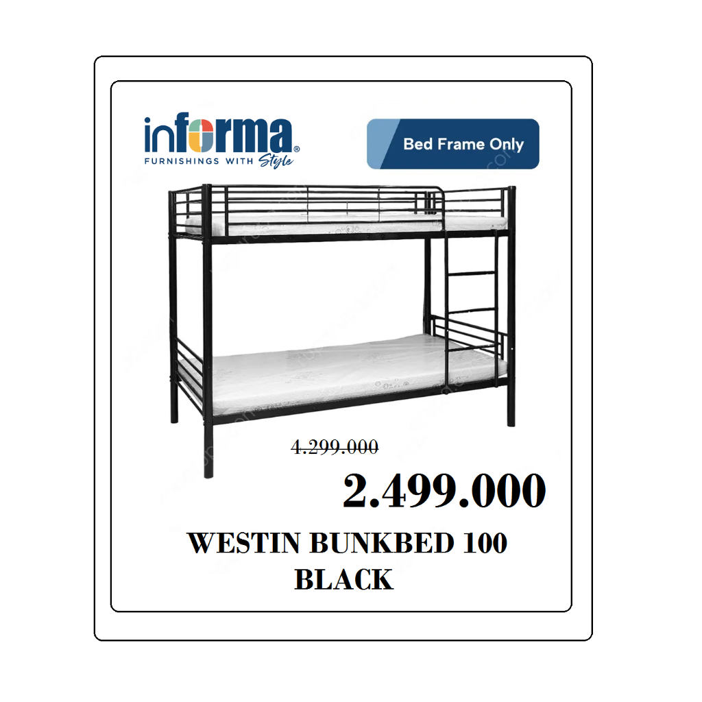 Informa WESTIN BUNKBED 100 Ranjang Tingkat Besi - BLACK