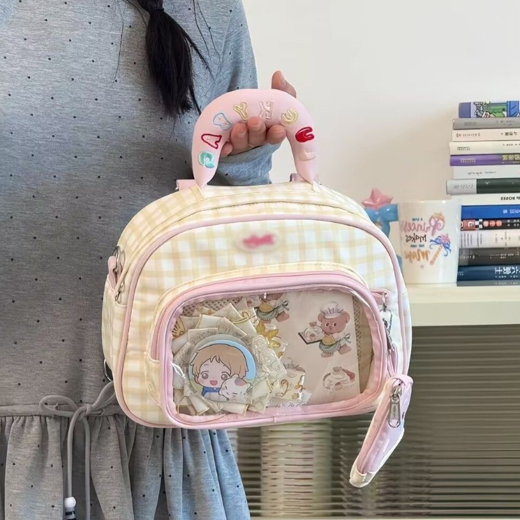 [Dapat bonus dompet kecil yang bisa dilepas] Ita Bag Transparan Kotak Lucu Gaya Remaja, Tas Ransel &