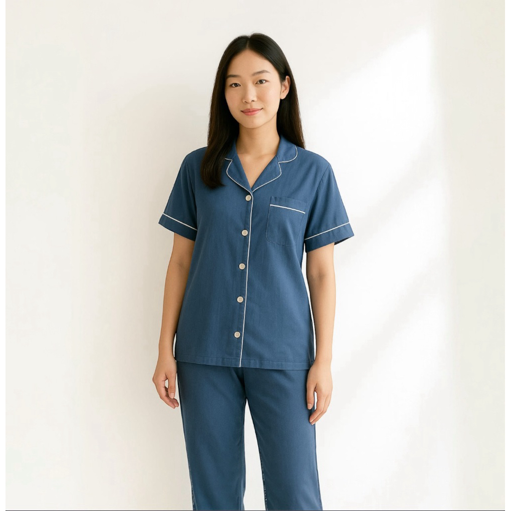 PIYAMA TIDUR WANITA / SUPER FINE RAYON TWILL / CELANA PANJANG LENGAN PENDEK / CP RAYON ELLIE