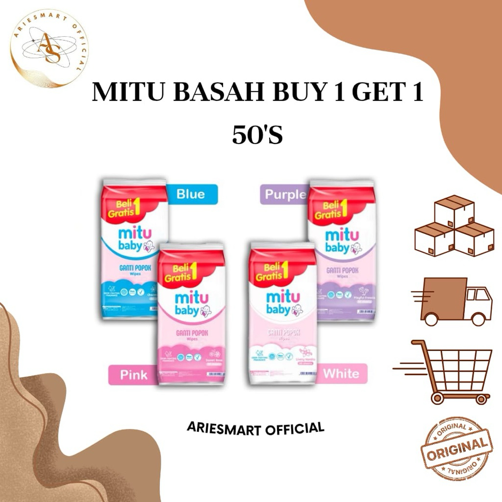 MITU BABY WIPES 50 SHEET TISU BASAH GANTI POPOK