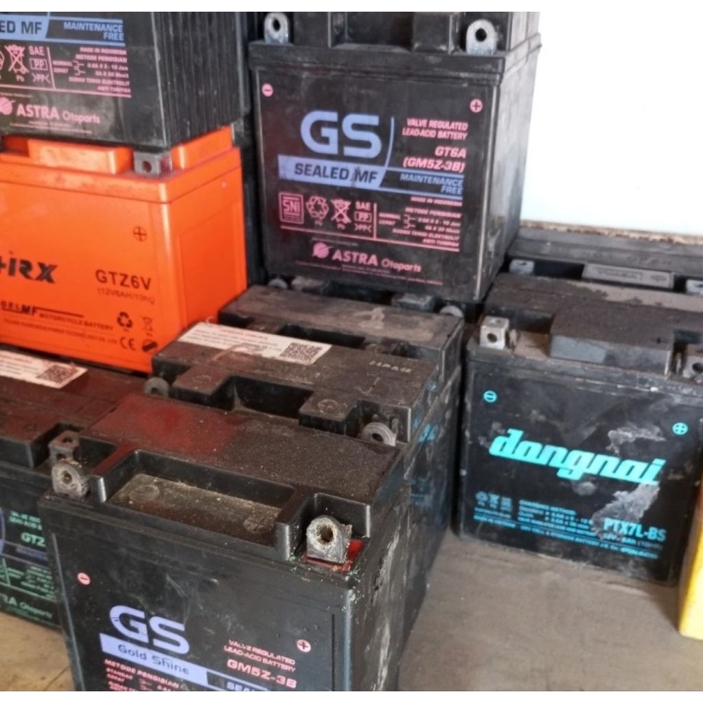 Aki Kering Motor Bekas GMZ5B / GTZ6S / GTZ7S 12 Volt - Kondisi Strom Soak ngedrop voltase