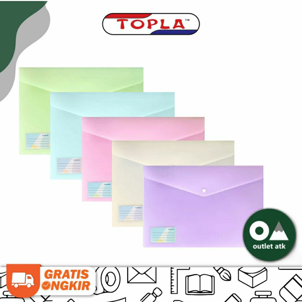 Folder Document Bag with Button Topla A3 F4 Map Kertas Kancing