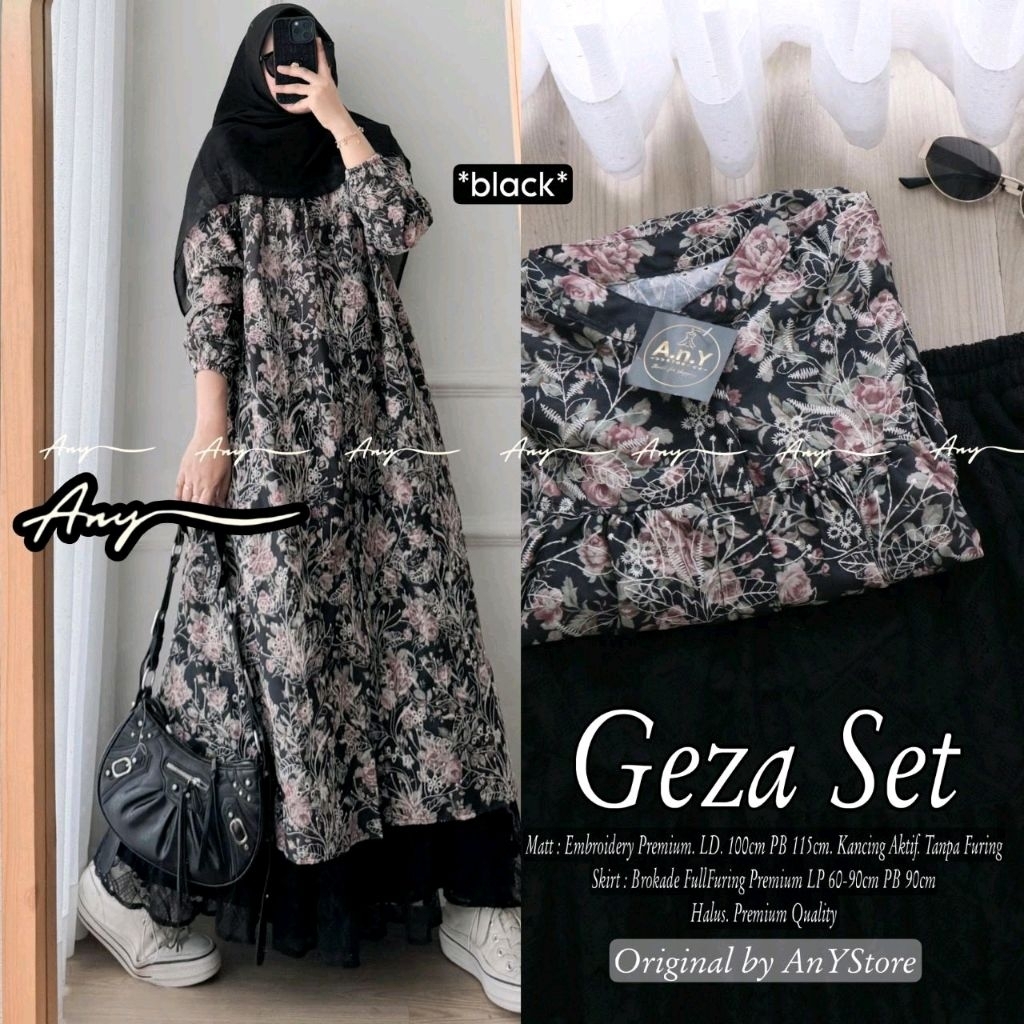 Baju Setelan Wanita Geza Set Rok Brokat ( Bisa COD )