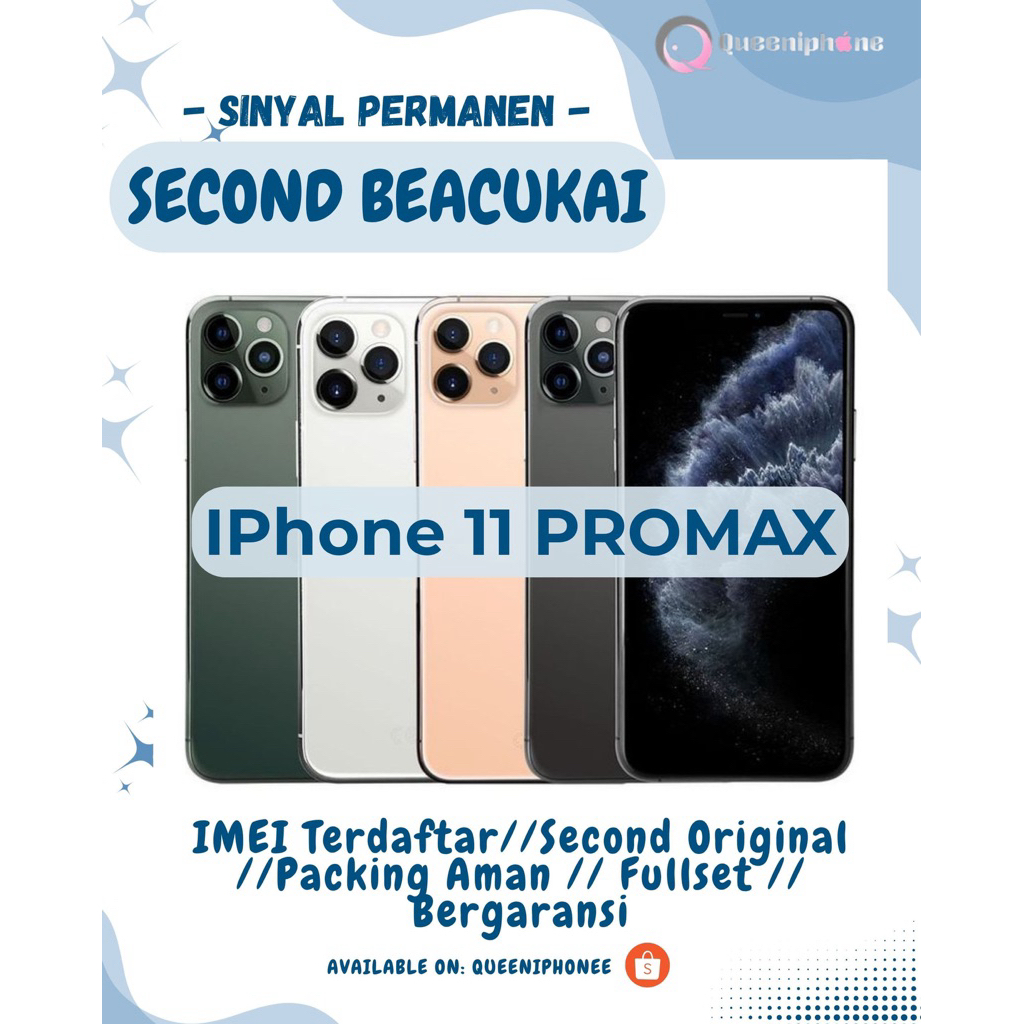 Second Beacukai iPhone 11 Promax 64/256/512 Sinyal Permanen