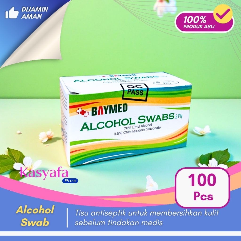 Kasyafa Pure | Baymed Alcohol Swab 2Ply isi 100 Lembar | Tisu Antiseptik Alkohol