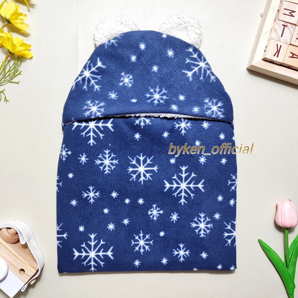 Byken - Selimut Bayi Topi Halus Lembut dengan Topi Karakter Beruang Lucu