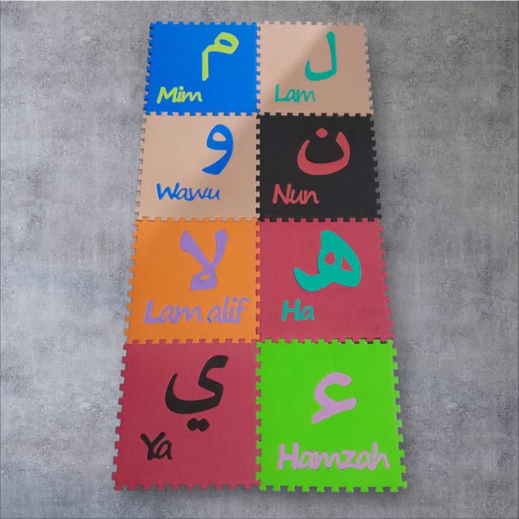 Matras Puzzle Huruf Hijaiyah 30x30x1 isi 30 pcs matras lantai anak/alas lantai/mainan edukatif/playm