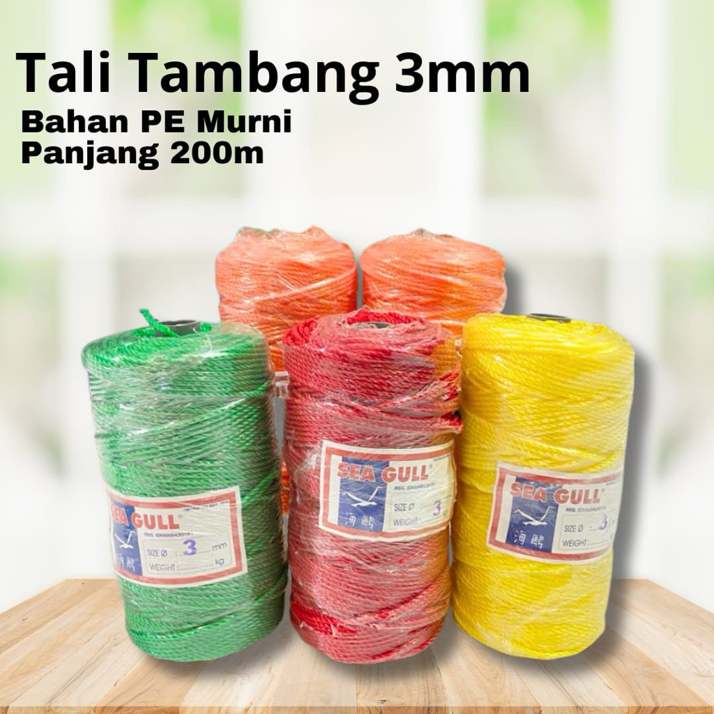 Tali Tambang 3mm Panjang 200m-Tampar 3 mili panjang 200 meter-Tambang PE 3mili Panjang 200 meter