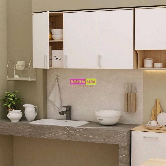 kitchen set atas 3 pintu, rak dapur gantung minimalis olympic furnitur Penyimpanan Buah Plastik metr