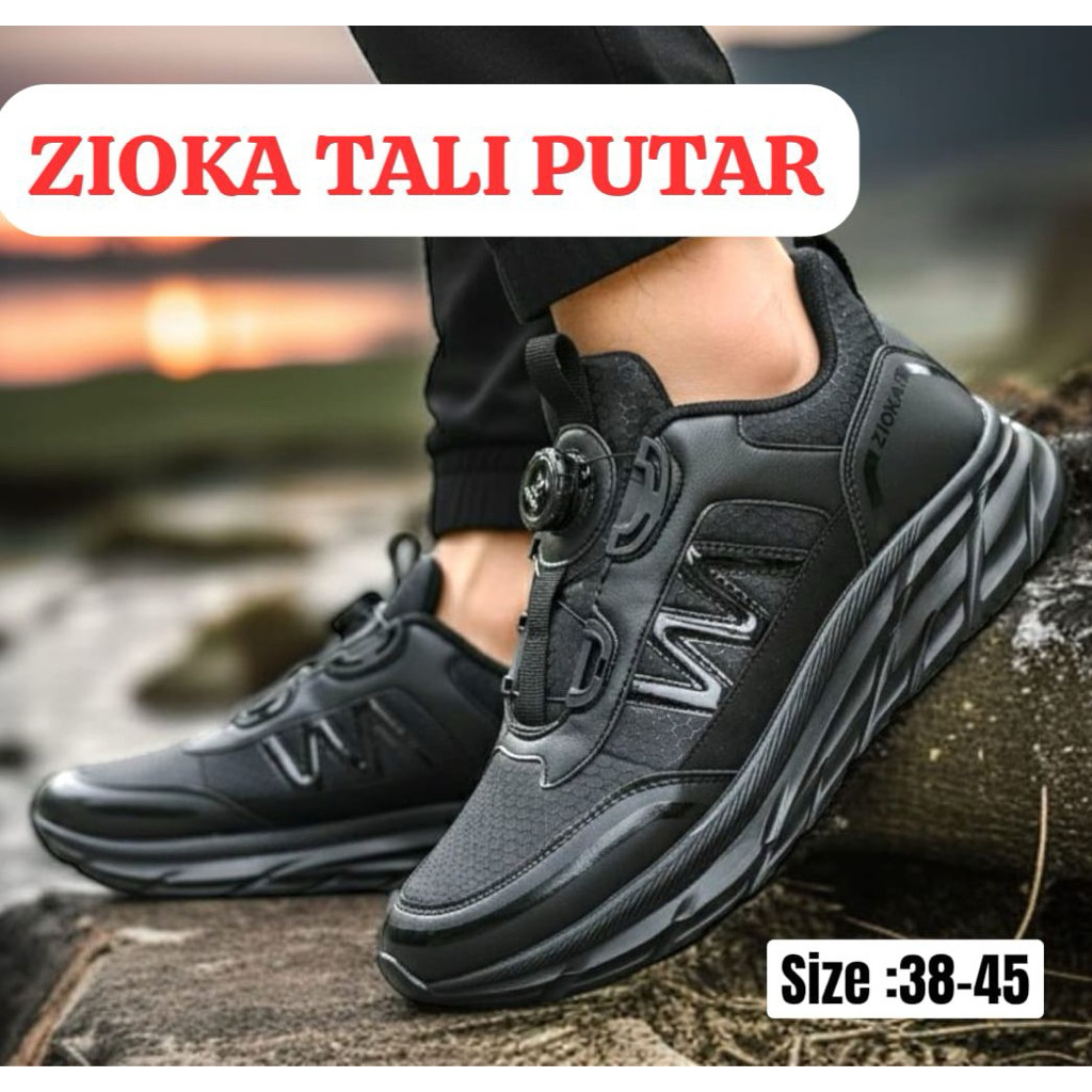 Sepatu Zioka Tali Putar Sepatu Olahraga Hitam Putar Sling Baja