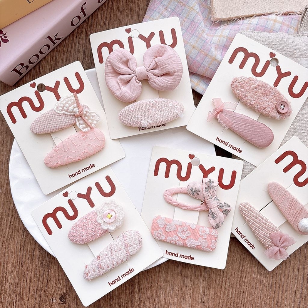 Pita Rambut Bunga Pink Kain Premium Handmade Jepitan Korea Jepit Rambut Anak Lucu