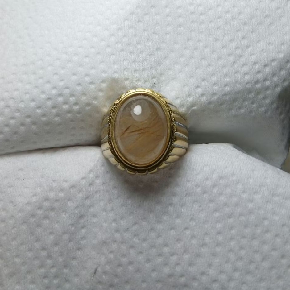 cincin batu akik cendana serat emas natural