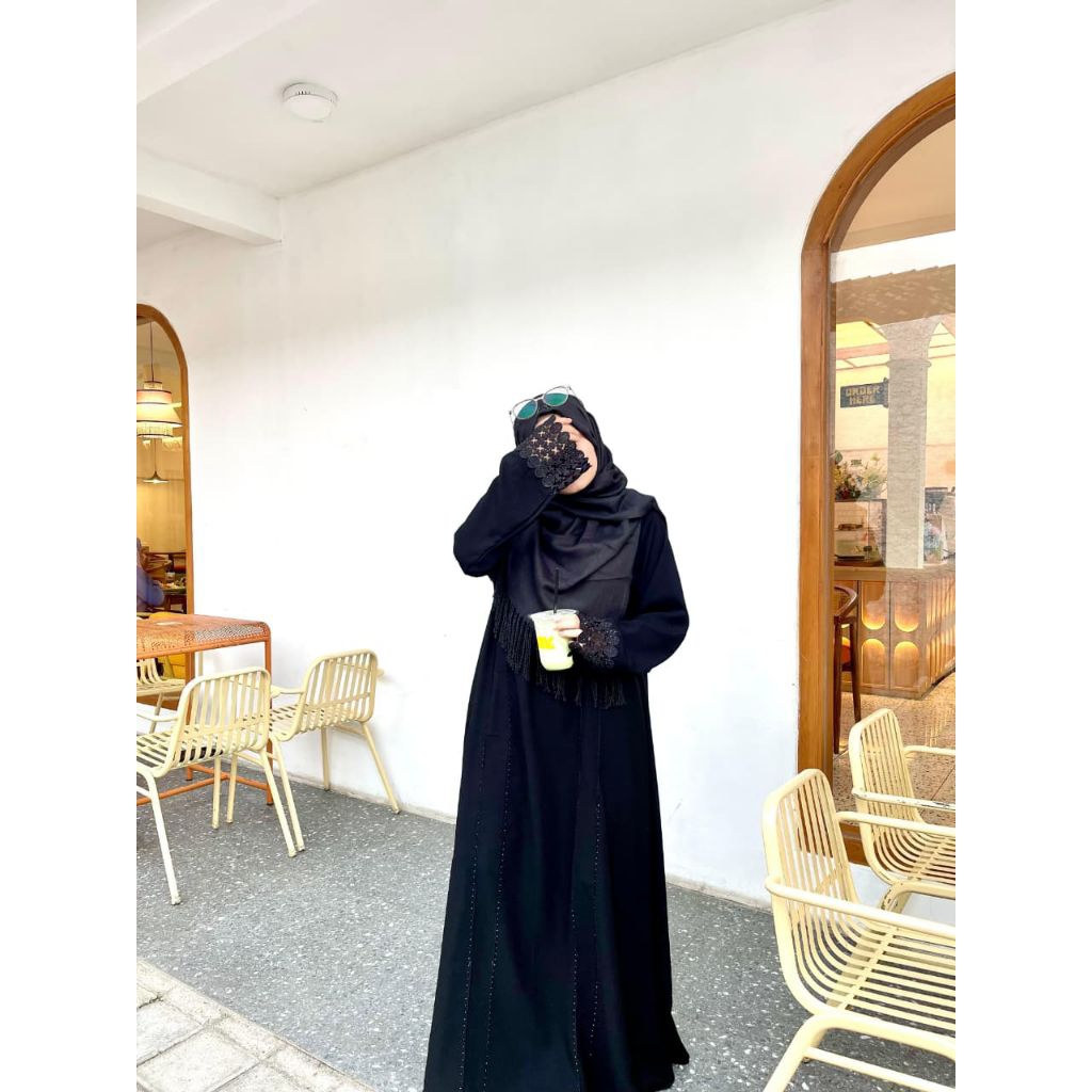 Abaya Turkey bordir abaya nayra jetblack khas temboro abaya muslimah hitam dewasa