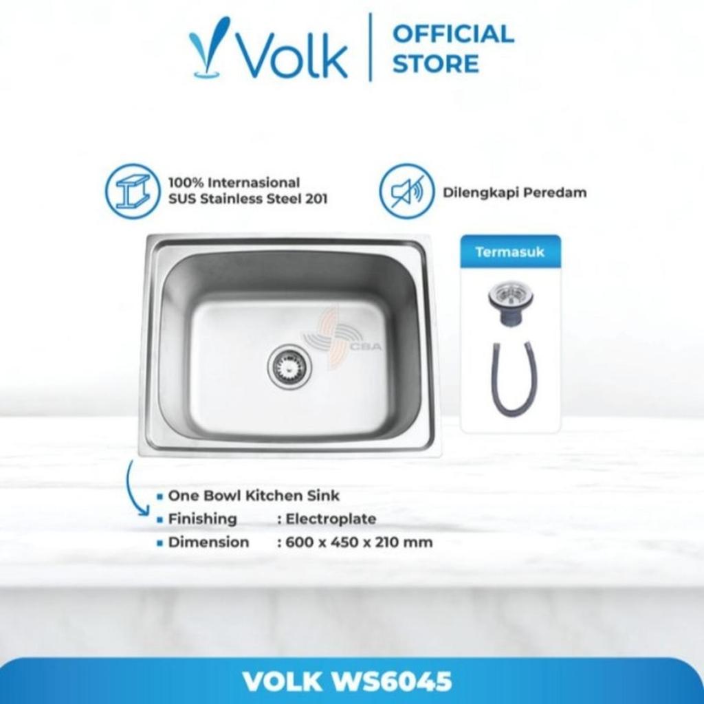 BAK CUCI PIRING 1 LUBANG VOLK WS6045 + AFUR PLASTIK XL0012 (60x45x2.1)