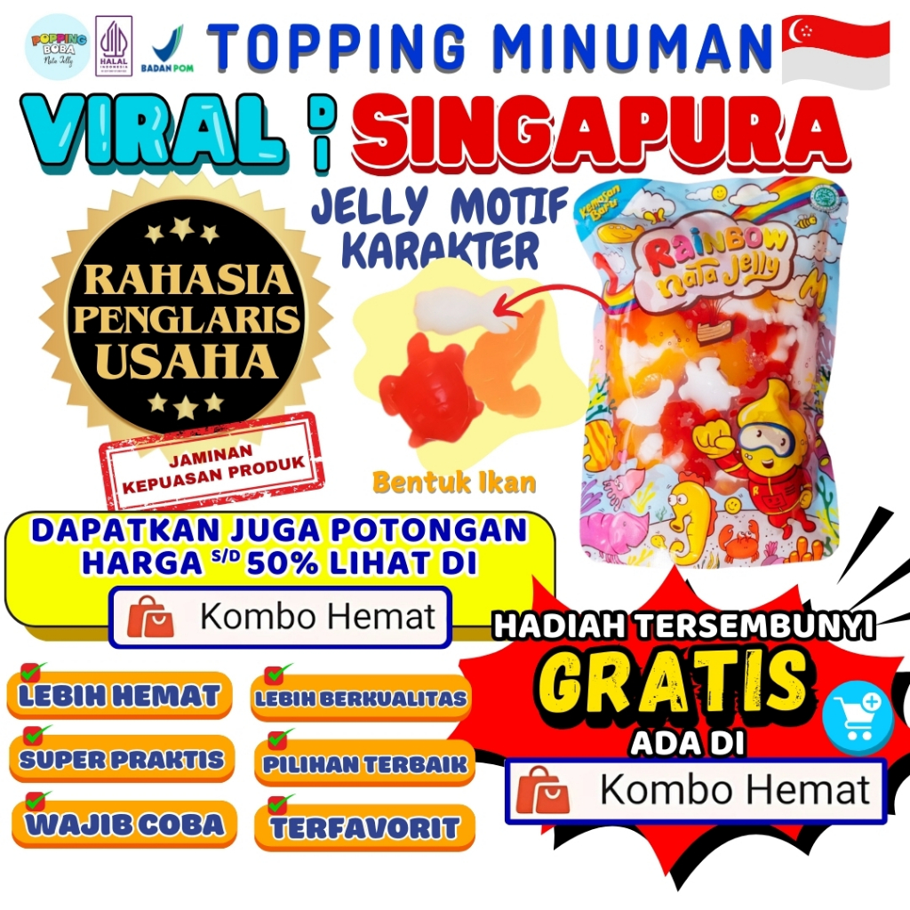 Jelly Motif Karakter Topping Minuman - Jelly Bentuk Ikan Cocok Untuk Semua Minuman