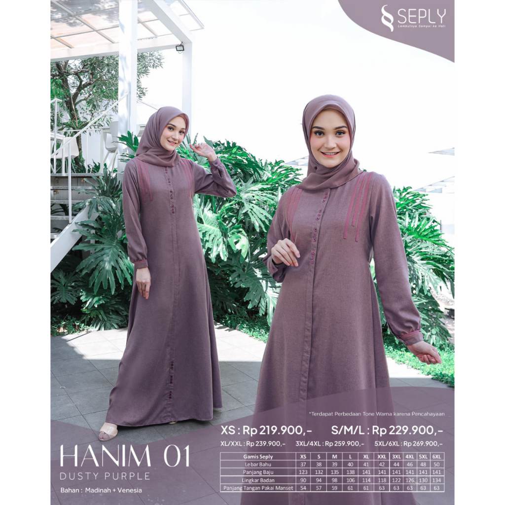 SEPLY GAMIS DEWASA WARNA HANIM 01 WARNA DUSTY PURPLE