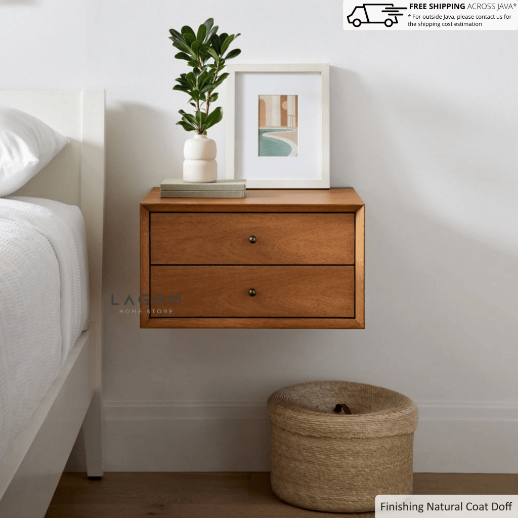 Lagom Home Store Meja Samping / Nakas Gantung Kayu Jati Solid