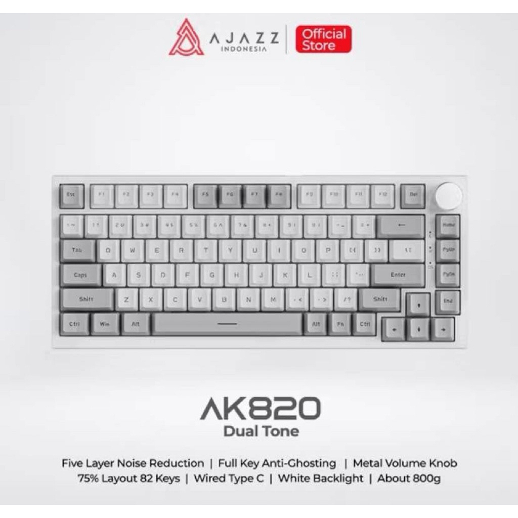 Ajazz Ak820 dual tone 75% Mechanical Keyboard Wired Backlight