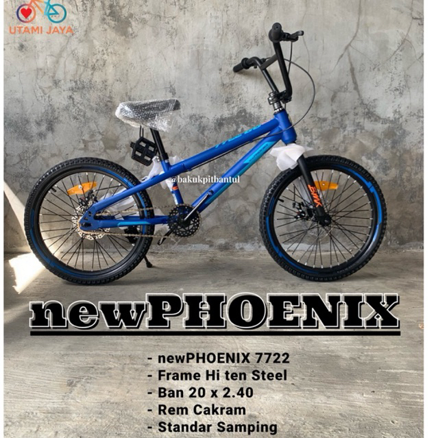 ( Kurir Cargo ) Sepeda Anak cowok BMX ring 20 New Phoenix 7722 DB rem cakram ban 2.40 | Sepeda BMX n