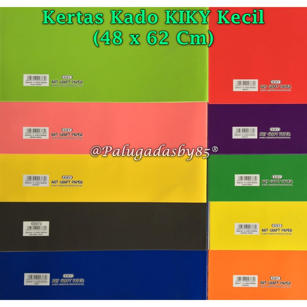 (1 Pak Isi 50 Lembar) Kertas Kado Kiky Kecil Motif Warna Polos / Kertas Kado Kiky Warna (1 Pak/50)