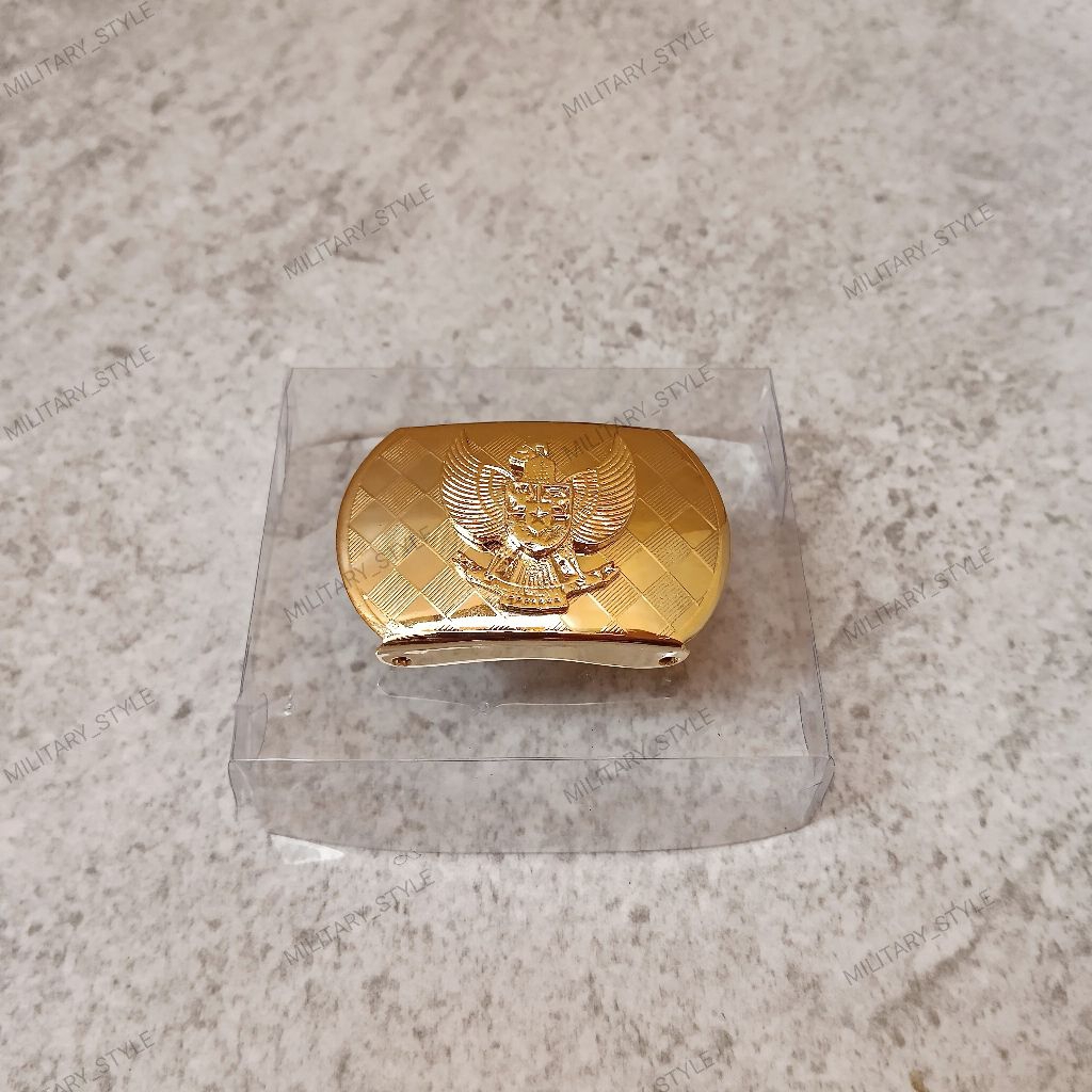 kepala sabuk garuda kuningan motif logo timbul