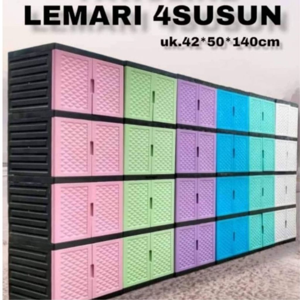 Lemari 4 Susun Plastik/Lemari Susun/Lemari Baju Minimalis