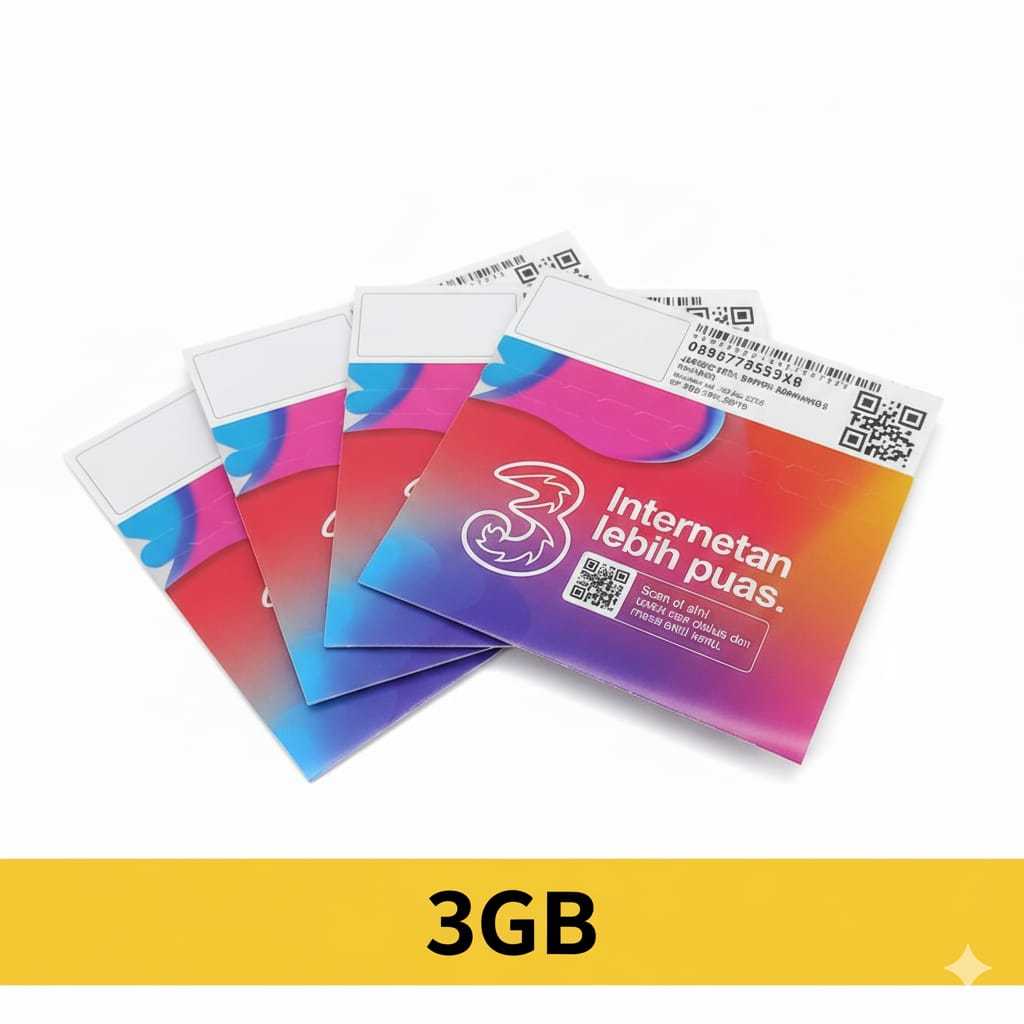 KARTU PERDANA TRI KUOTA HAPPY 3GB | PAKET DATA INTERNET THREE 3